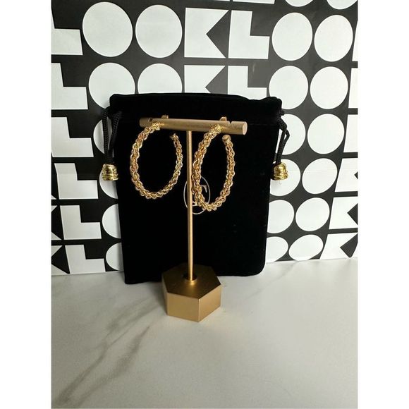 Sylvia Toledano Flow 22K Gold-Plated Woven Chain Hoop Earrings - Picture 4 of 8